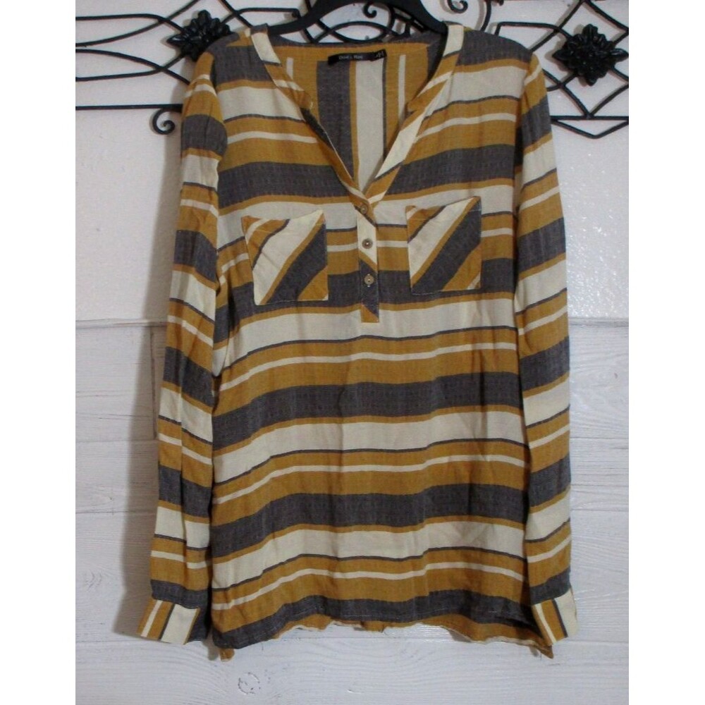 Anthropologie Doe & Rae Women's Top Size L Long Sleeve Multicolor Striped Blouse